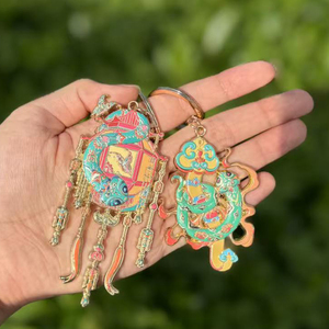 Tinh Tế Trung Quốc Phong Cách 3D In Ấn Kim Loại Móc Khóa Tùy Chỉnh Thời Trang Treo Phụ Kiện Mô Hình Cổ 5Pcs Keychain Tốt Lành - Product Image 2