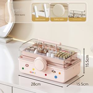 GREENSIDE Caja de Almacenamiento de Escritorio de Plástico Transparente Brillante de Tres Capas y Gran Capacidad de 2L, Tapa Portátil Multifuncional para Cosméticos - Product Image 6