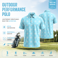 Polo personnalisé pour homme OEM/ODM, imprimé graphique, manches courtes, coupe décontractée, léger, respirant, pour le travail ou le golf, en polyester et élasthanne
