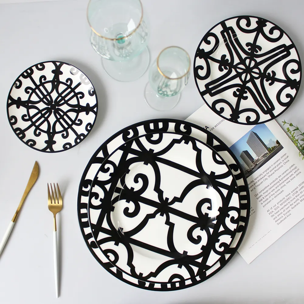 Wholesale 3pcs bone china dinnerware decorative ceramic plates dinnerware sets bohemian