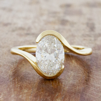Bague de fiançailles en or massif 10K/14K/18K avec diamant de laboratoire cultivé sur mesure, taille ovale 2 carats, sertissage clos, tige ouverte, certifiée IGI CVD/HPHT
