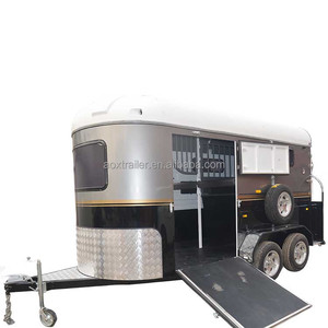 Remolque de lujo personalizado para caballos, 2 caballos con <span class=keywords><strong>toldo</strong></span> de puerta de rampa delantera y puertas de Granero, remolques Premium - Product Image 4