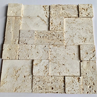 Mosaïque en pierre de travertin/marbre beige, design moderne, épaisseur 8/10 mm, matériau de construction pour murs et sols intérieurs