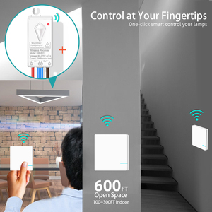 1-Gang 433mhz Wireless LED Waterproof Panel <strong>Switch</strong> Receiver Kit Remote <strong>Control</strong> 1000W Light <strong>Switch</strong> 10A Anti-Surge Fuse For Home - Product Image 4