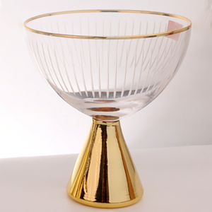 Glam Gold Plated Crystal Glass Tumblers Striped Design Party <b>Drinkware</b> for Party - Product Image 5