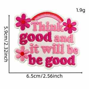 Patch brodé thermocollant rose, motif dessin animé anglais inspirant, applique mignonne pour la décoration de vêtements et sacs - Product Image 5
