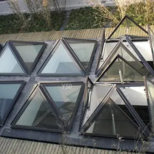 Automatic Skylight Fire Control Aluminum Frame Exhaust Smoke Roof Skylights Pyramid Oval Shapes Automatically Opens