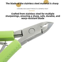 Kit de coupe-cuticules et repousse-cuticules en acier inoxydable avec manche vert antidérapant en silicone – Outils de manucure professionnels pour salon de beauté