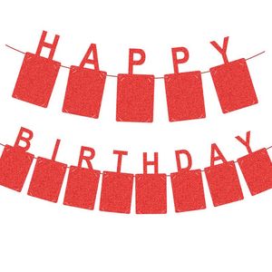 Ghirlanda Decorativa per Feste di Compleanno a Tema 'Happy Birthday' con Bandierine in Carta Glitterata per Decorazioni Murali - Product Image 5