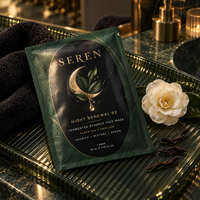 Sachet personnalisé imprimé à chaud avec feuille d'or 28 ml, anti-odeur, qualité alimentaire, scellé sur trois côtés, avec encoche de déchirement, pour emballage de masque facial à l'essence fermentée