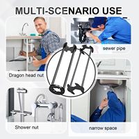 Clé multifonctionnelle pour lavabo en acier au carbone, clé de robinet, clé à tuyaux de plomberie, kit de réparation pour lavabo de salle de bain et cuisine, outils de quincaillerie