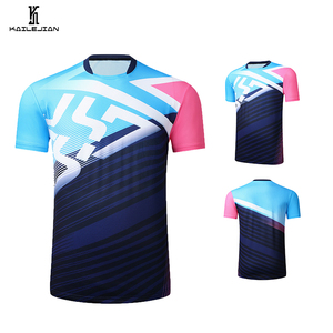 थोक त्वरित सूखी बैडमिंटन टी शर्ट महिलाओं पुरुष टेबल टेनिस शर्ट कस्टम sublimated खेलों टेनिस पिंग पोंग जर्सी - Product Image 5