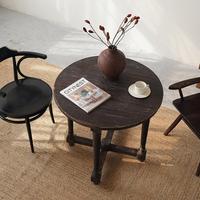 Table ronde Wabi-Sabi en bois massif, table basse à base croisée, table vintage pour café, hôtel