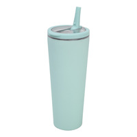 Vaso térmico cilíndrico de acero inoxidable 304 de doble pared con tapa deslizante para pajita, acabado mate, estándar, a prueba de fugas, bajo MOQ