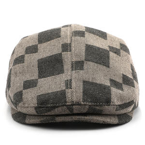 Béret Unisexe Quatre Saisons Style Rétro Britannique à Carreaux Imprimés en Coton Chaud Respirant et Ajustable, Style <span class=keywords><strong>Peintre</strong></span> Coréen Japonais - Product Image 2