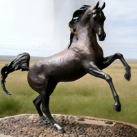 Sculpture de cheval sautant en bronze antique, décorative, personnalisée, fabriquée à la main, pour parc public