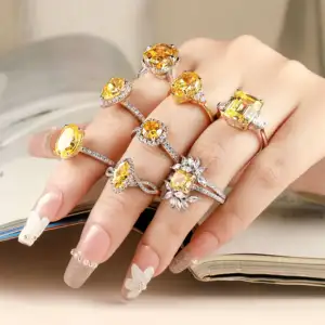 Silver Plated Big CZ Cubic Zircon Stone Rings Rings For Women