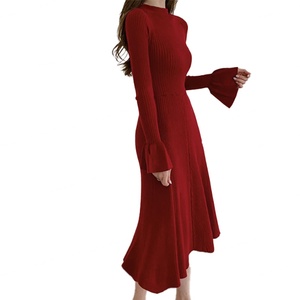 เดรสไหมพรมคอทรงกลม แขนบาน สีพื้น เรียบหรู สไตล์ลำลอง สำหรับผู้หญิง คุณภาพสูง รับผลิตตามสั่งขายส่ง (OEM) - Product Image 4