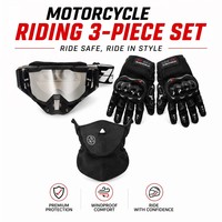 Ensemble de protection pour moto, 3 pièces, lunettes de motocross, gants à écran tactile, masque balaclava pour Dirt Bike, ATV, tout-terrain