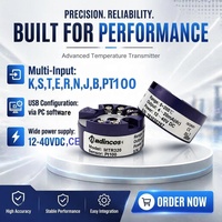 MTR320: Transmisor de Temperatura Programable de 0.1% con Alimentación por Bucle, Montado en Cabeza, para Sensores K, T, R, S, E, N, PT100, Salida 4-20mA, Programación USB