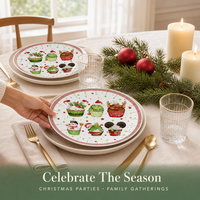 Assiettes en papier rondes imprimées de 9 pouces, finition brillante, qualité alimentaire, motif Noël, jetables, pour fêtes