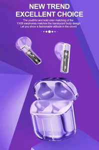 หูฟังคริสตัลตัดเสียงรบกวนสำหรับเล่นเกม TW หูฟังแบบเสียบในหูหูฟังแบบใส LED หูฟังไร้สาย YX06หูฟังอินเอียร์ - Product Image 4