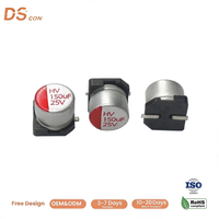 Condensateur SMD à semi-conducteurs 25V 150uF, type V-Chip, 6.3x5.8mm, faible ESR, polymère conducteur pour carte d'infrastructure réseau