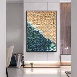 Panneaux de <span class=keywords><strong>bois</strong></span> colorés décor mural intérieur mosaïque panneau mural moderne décoration de la maison <span class=keywords><strong>peinture</strong></span> d'art - Product Image 2