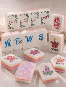 Fast Delivery from US Warehouse: Custom Cute American Mahjong <b>Set</b> (160 Tiles) – Hand-Painted Acrylic, Foldable, Modern Luxury Ga - Product Image 2