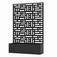 Paravent en métal sur mesure de 2,2 m avec jardinière, séparateur extérieur pour patio, balcon et jardin