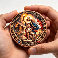 Pièce de monnaie de 1 once AVDP en cuivre fin .999, motif Coq Français, pièce ronde de la République Française, objet numismatique de collection pour les passionnés d'histoire de la France