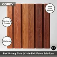 Lames de protection en PVC imitation bois pour clôture grillagée, flexibles, durables, résistantes au vent, faciles à poser soi-même, vente en gros