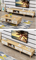 Meuble TV et table basse combinés, style moderne et simple, pour petit appartement, meuble TV rétractable