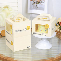 Boîte à gâteau transparente de 4 pouces de hauteur, emballage portable personnalisé avec logo pour gâteaux d'anniversaire, mousses et pâtisseries