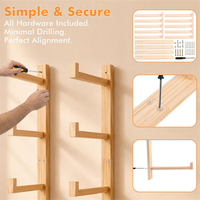 Support mural en bois pour tapis de yoga, support pour tapis de yoga à 4 niveaux, organisateur de tapis de yoga pour suspendre les rouleaux en mousse et les bandes de résistance