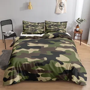 Woodland green camouflage fashionable texture duvet cover set suitable for men King microfiber bedding