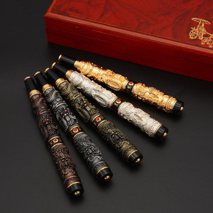 Pluma de metal pesado de dragón chino, bolígrafo de gel <span class=keywords><strong>con</strong></span> logo láser personalizado de oro, negro y plata, conjunto de regalo <span class=keywords><strong>con</strong></span> funda - Product Image 4