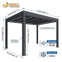Pergola motorisée en aluminium de qualité commerciale, à lames orientables, imperméable, pour restaurant, bar, terrasse, auvent extérieur, OEM personnalisé