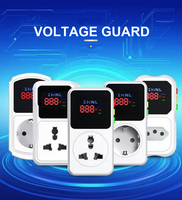 Protector de Voltaje Ajustable Monofásico con Pantalla Digital y Enchufe Francés de 230v 16a para Aire Acondicionado