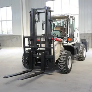 Off Road Forklift dört tekerlekten çekiş çok amaçlı kros çamur Terrian forkliftler