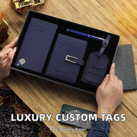 Coffret Cadeau d'Accessoires Premium Personnalisable pour Hommes – Ensemble de Voyage en Cuir Bleu Marine 4 Pièces pour Partenaires VIP – Cadeaux Promotionnels 2026