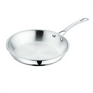 Sartén de cocina de acero inoxidable, sartén de color plateado con mango de alambre, venta al por mayor - Product Image 1