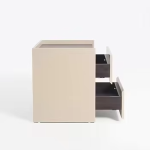 Comodino Moderno Semplice Quadrato con Vano Portaoggetti e Luce LED in Materiale Composito per Casa, Ufficio e Soggiorno di Lusso - Product Image 2