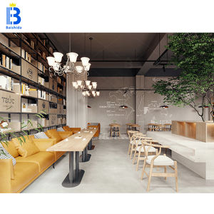 Barra de madera <span class=keywords><strong>vintage</strong></span> moderna personalizada para cafeterías y teterías Diseño de mostrador de quiosco de cafetería artística para uso en escaparate - Product Image 2
