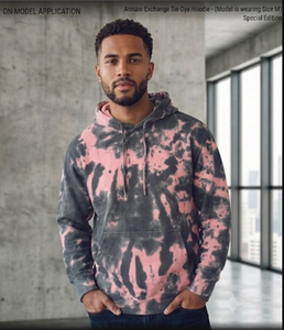 Sweat à capuche tie-dye rose et noir, marque privée, poids lourd 300 GSM |   Pull à logo personnalisé délavé à l'acide |   Sweats unisexes surdimensionnés style streetwear - Product Image 6