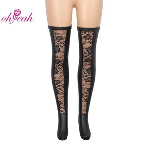 Meilleures ventes : <span class=keywords><strong>Bas</strong></span> en cuir tricotés pour adultes, sexy, en <span class=keywords><strong>latex</strong></span> <span class=keywords><strong>noir</strong></span>, en cuir PU, avec dentelle - Product Image 4