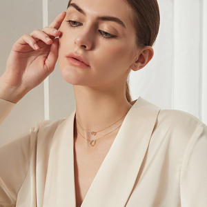 Collier pour femme en argent sterling S925, collier pendentif rond coloré à double couche en deux parties, bijoux exquis - Product Image 3