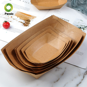 Không Bị Rò Rỉ Giấy Thuyền Khay Thực Phẩm Dùng Một Lần Biểu Tượng Tùy Chỉnh Hộp Trắng Vuông Snack Kraft Tấm Sinh Thái Thân Thiện - Product Image 5