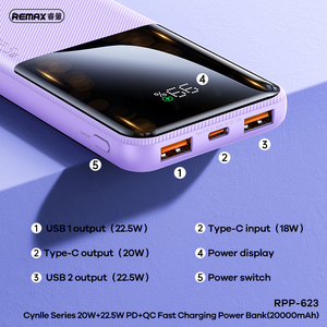 พาวเวอร์แบงค์ Rpp-623 PD 20W 22.5W ความจุขนาดใหญ่<span class=keywords><strong>20000mAh</strong></span> 10000mAh พาวเวอร์แบงค์พกพาได้สำหรับโทรศัพท์มือถือทุกรุ่น - Product Image 2