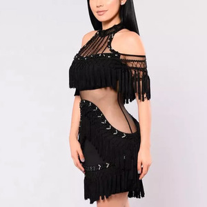 JF Custom Wholesale New manica corta <span class=keywords><strong>senza</strong></span> <span class=keywords><strong>spalline</strong></span> Stand nappa Mesh Vestido Bodycon elegante Mini A Line Sexy Party womens dresses - Product Image 6